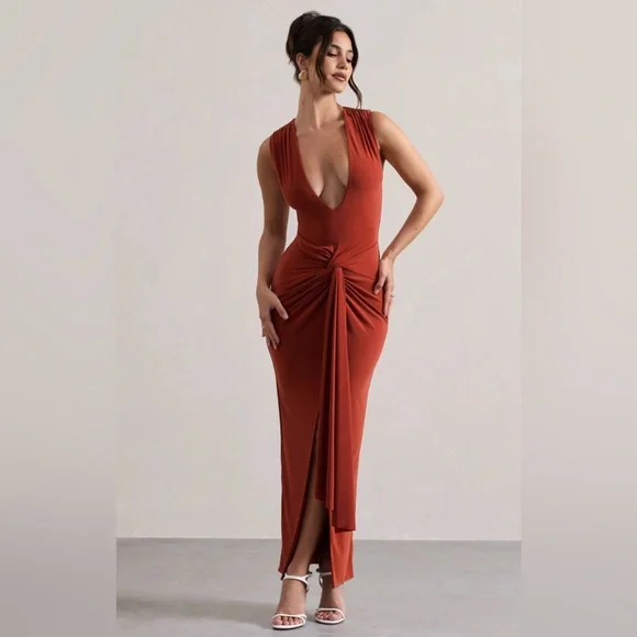 Club L London | Dresses | Club L London Rust Maxi Dress | Poshmark